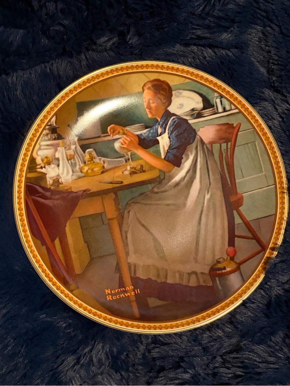 Knowles White Decorative Collector Plate with Green Sticker
